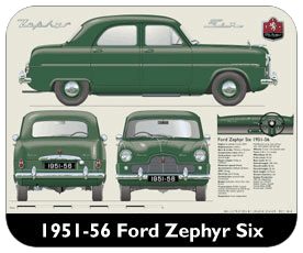 Ford Zephyr Six 1951-56 Place Mat, Small